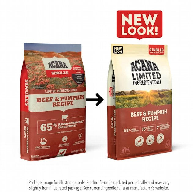 ACANA Singles, Beef & Pumpkin Recipe, Limited Ingredient Diet Dry Dog Food