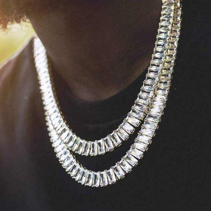 Baguette Tennis Necklace in Yellow Gold - The GLD Shop