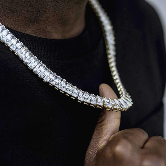 Baguette Tennis Necklace in Yellow Gold - The GLD Shop