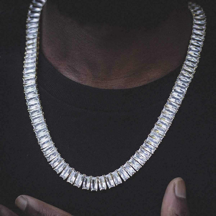Baguette Tennis Necklace in Yellow Gold - The GLD Shop
