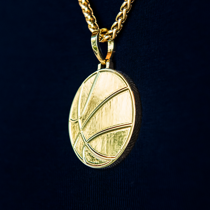 Basketball Coin Pendant in Yellow Gold