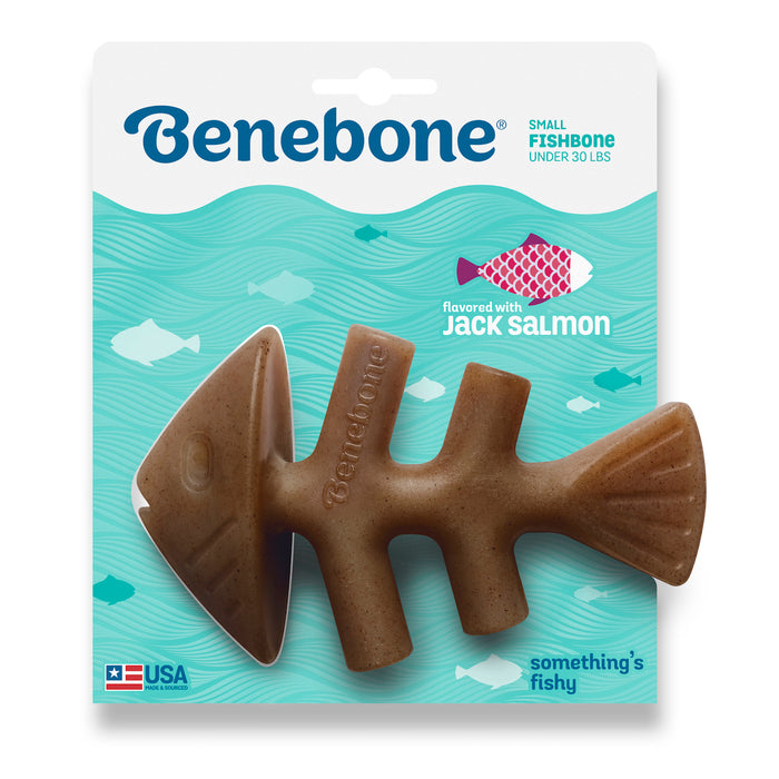 Benebone Fishbone Durable Dog Chew Toy, Real Fish Small