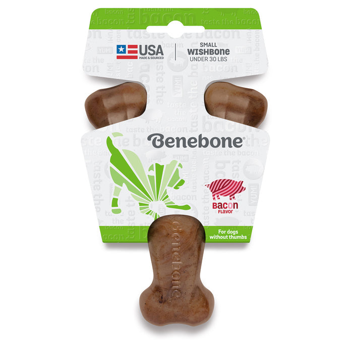 Benebone Wishbone Durable Dog Chew Toy, Real Bacon Small