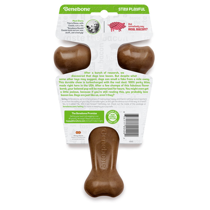 Benebone Wishbone Durable Dog Chew Toy, Real Bacon Small