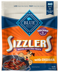Blue Buffalo Sizzlers Natural Bacon-Style Soft-Moist Dog Treats, Cheddar Pork 15 oz. Bag