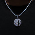 Brooklyn Nets Official NBA Primary Logo Pendant in White Gold