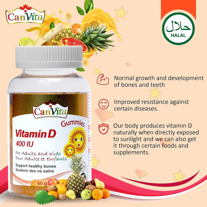 Canvita Vitamin D 400 IU for Adults and Kids (Sugar Free)