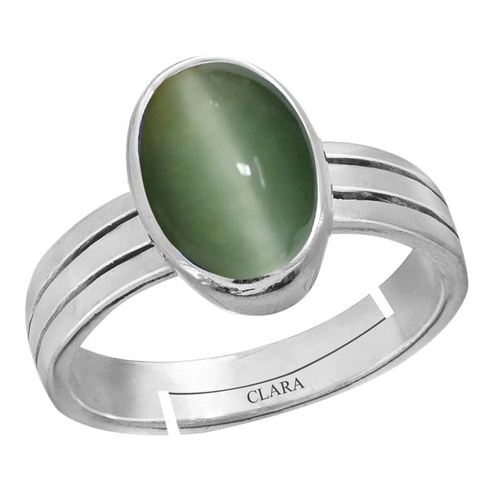 Certified Cat's Eye Lehsuniya 3cts or 3.25ratti 92.5 Sterling Silver Adjustable Ring