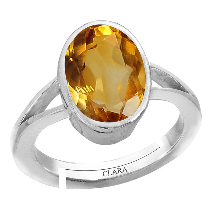 Certified Citrine Sunehla 3.9cts or 4.25ratti 92.5 Sterling Silver Adjustable Ring
