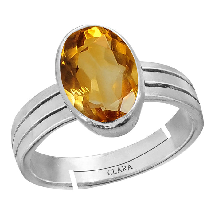 Certified Citrine Sunehla 5.5cts or 6.25ratti 92.5 Sterling Silver Adjustable Ring