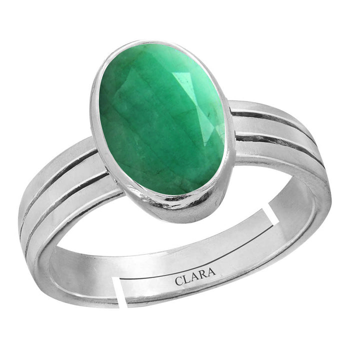 Certified Emerald Panna 6.5cts or 7.25ratti 92.5 Sterling Silver Adjustable Ring