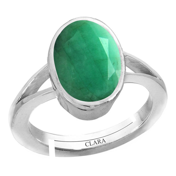 Certified Emerald Panna 9.3cts or 10.25ratti 92.5 Sterling Silver Adjustable Ring