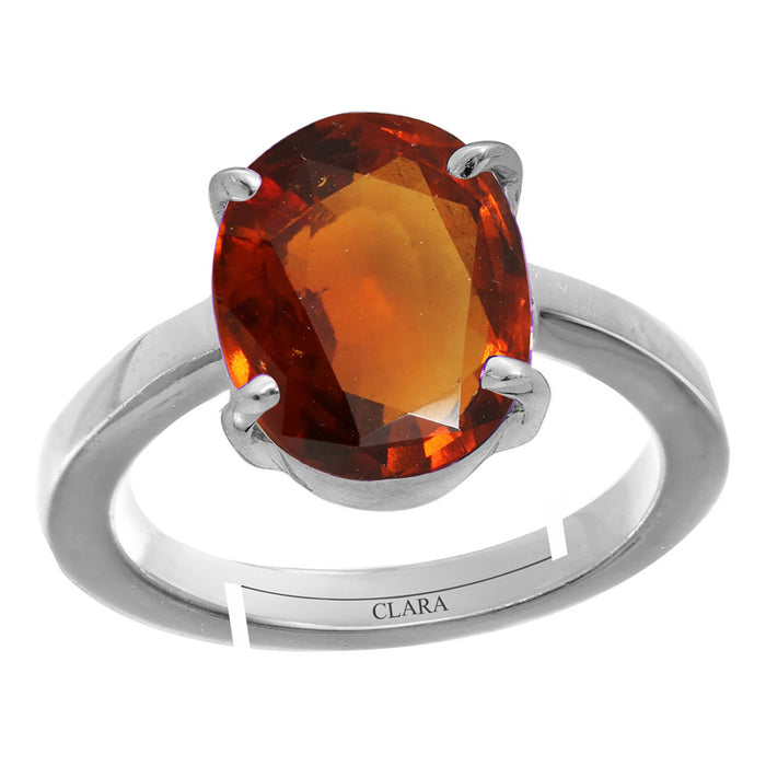 Certified Hessonite Gomed 3.9cts or 4.25ratti 92.5 Sterling Silver Adjustable Ring