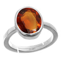 Certified Hessonite Gomed 5.5cts or 6.25ratti 92.5 Sterling Silver Adjustable Ring