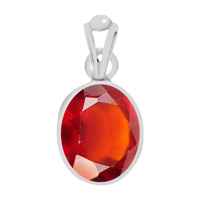 Certified Hessonite (Gomed) Silver Pendant 4.8cts or 5.25ratti