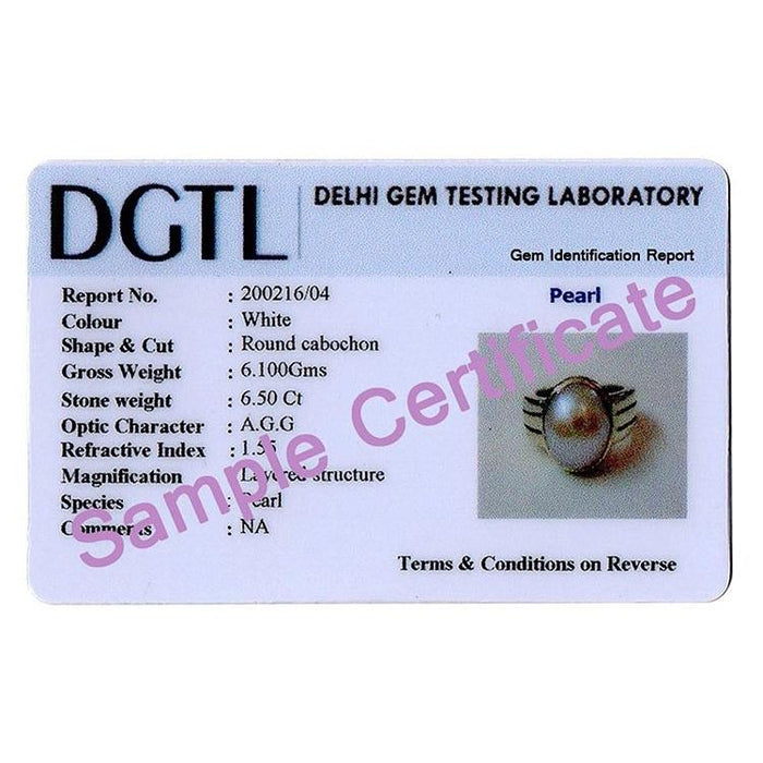 Certified Pearl Moti 3.9cts or 4.25ratti 92.5 Sterling Silver Adjustable Ring