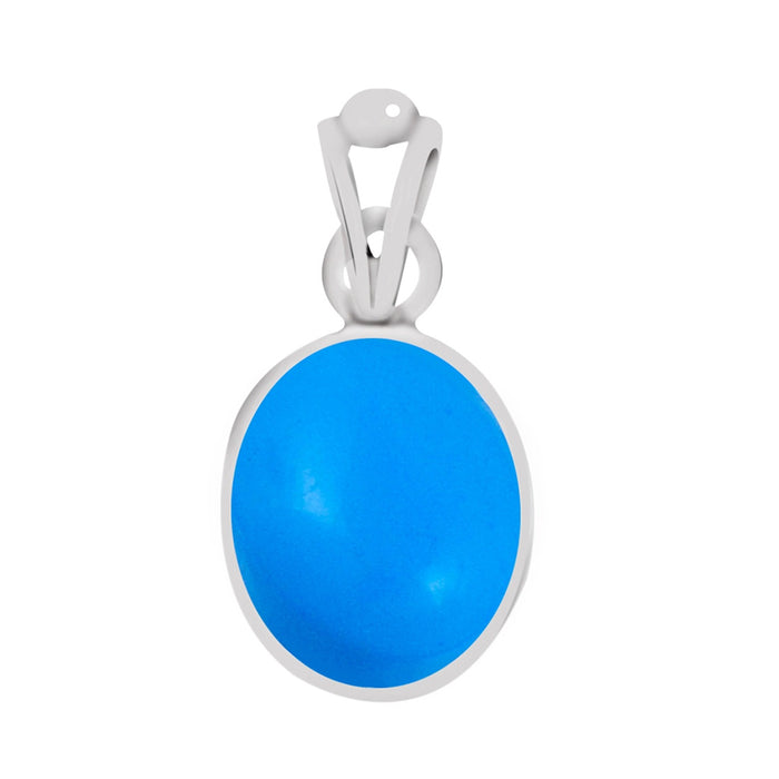 Certified Turquoise (Firoza) Silver Pendant 5.5cts or 6.25ratti