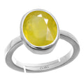 Certified Yellow Sapphire Pukhraj 3.9cts or 4.25ratti 92.5 Sterling Silver Adjustable Ring