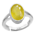 Certified Yellow Sapphire Pukhraj 3.9cts or 4.25ratti 92.5 Sterling Silver Adjustable Ring