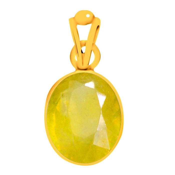 Certified Yellow Sapphire Pukhraj Panchdhatu Pendant 8.3cts or 9.25ratti