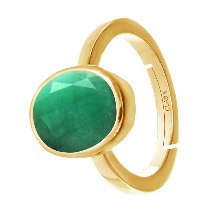 CLARA Certified Original Emerald Panna Gemstone 3.25 to 10.25 ratti or 3 to 9.3 carat Panchdhatu adjustable Ring for Men & Women