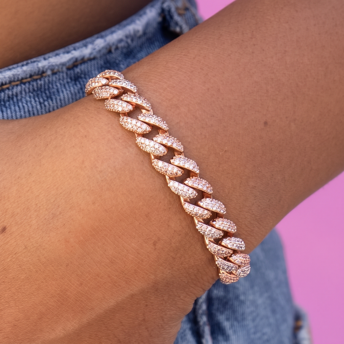 Diamond Cuban Bracelet in Rose Gold - 8.5mm