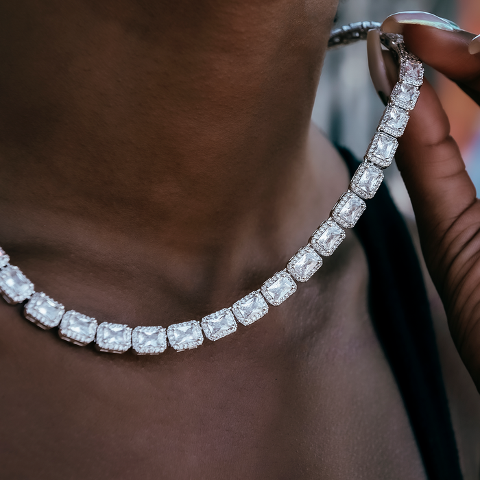 Iced Cushion Cut Tennis Necklace