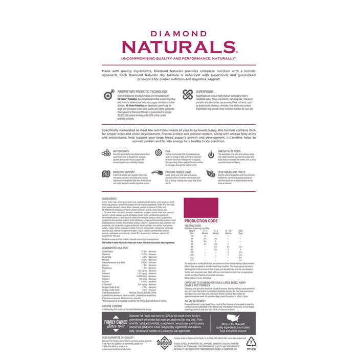 Diamond Naturals Large Breed Puppy Lamb & Rice Dry Dog Food Formula