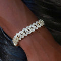 Diamond Prong Link Bracelet in Yellow Gold - 12mm - The GLD Shop