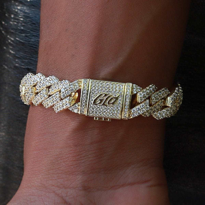 Diamond Prong Link Bracelet in Yellow Gold - 12mm - The GLD Shop