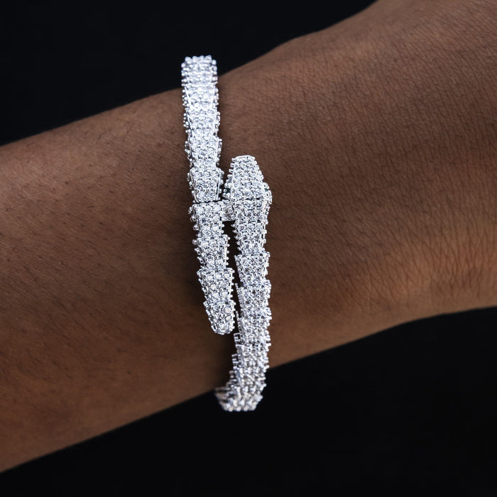 Diamond Snake Bracelet in White Gold