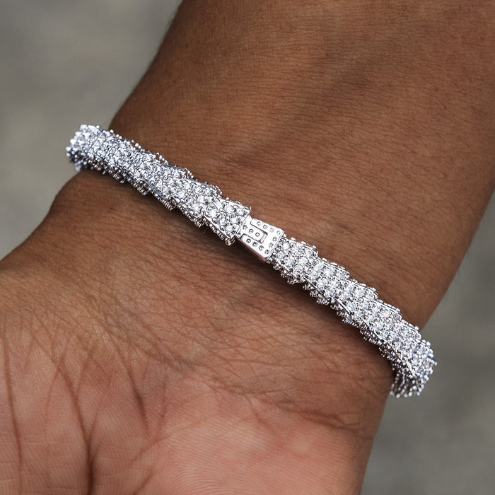 Diamond Snake Bracelet in White Gold