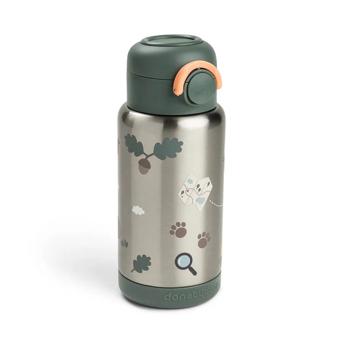 Done By Deer Insulated Straw Bottle (Tiny Trails Green, 340ml).