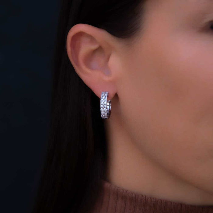Double Row Hoop Earrings in White Gold - The GLD Shop