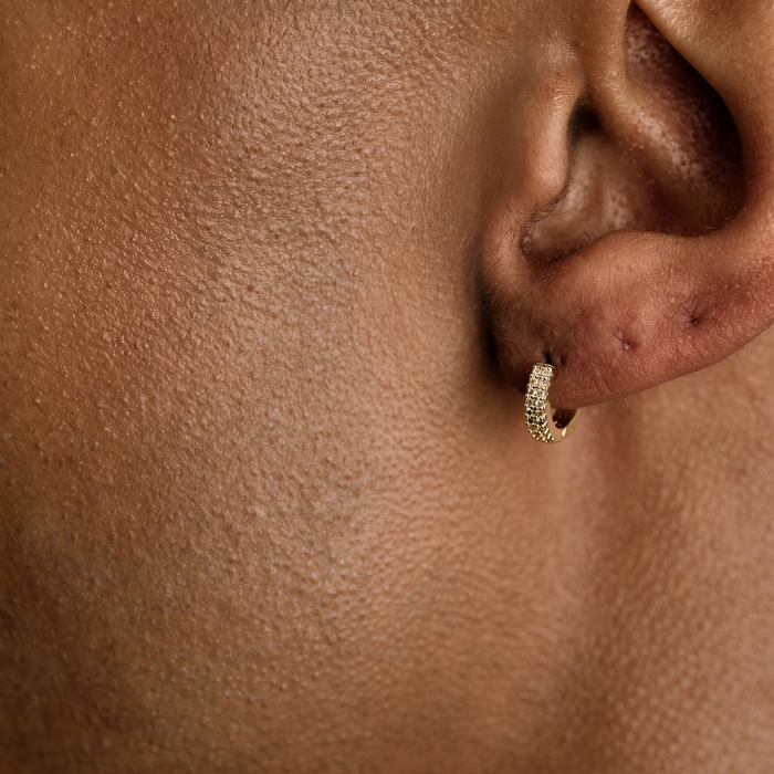 Double Row Hoop Earrings in Yellow Gold