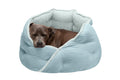 FurHaven Minky Faux Fur & Velvet Calming Hug Bed - Medium 24", Aquamarine