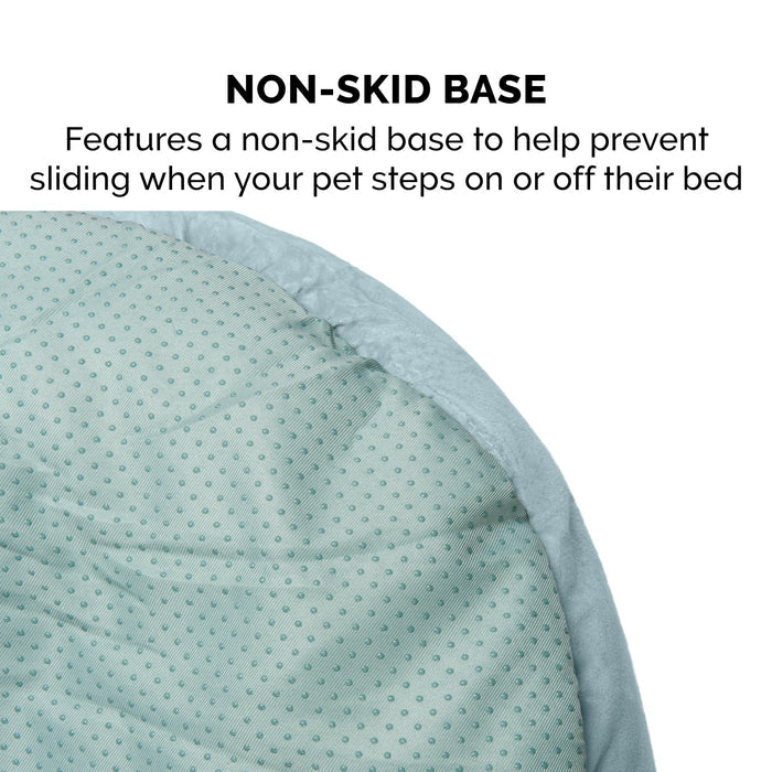 FurHaven Minky Faux Fur & Velvet Calming Hug Bed - Medium 24", Aquamarine
