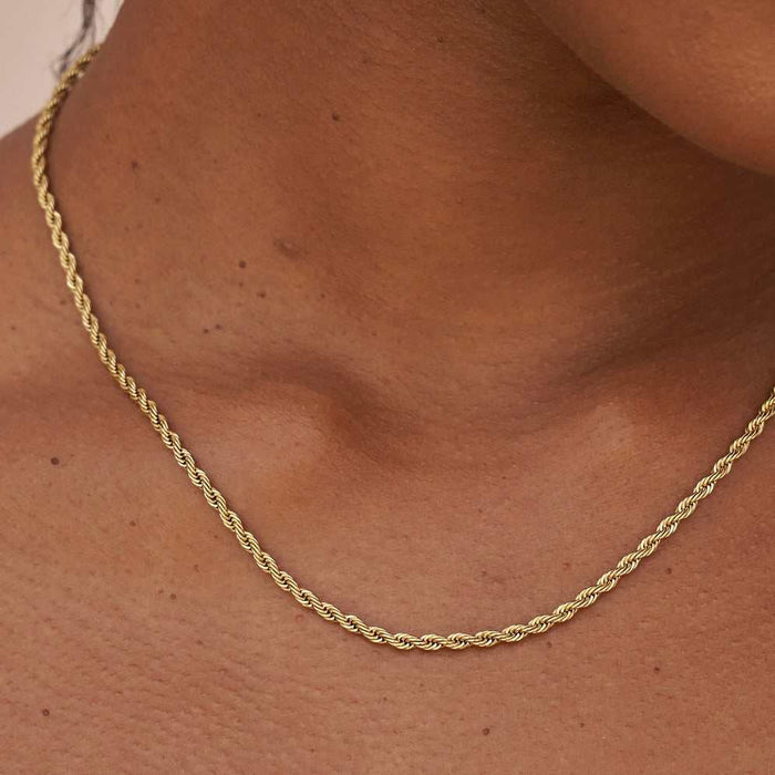 GLD Diamond Pendant + 2mm Rope Necklace Bundle in Yellow Gold