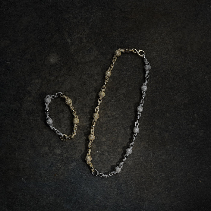 GLD X Bloody Osiris Dual Finish Ball Chain Bracelet in White and Yellow Gold