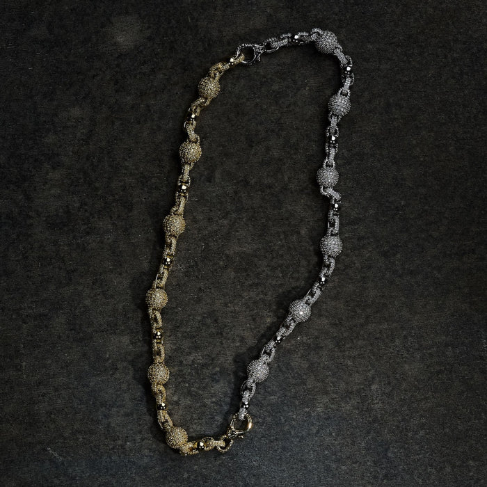 GLD X Bloody Osiris Dual Finish Ball Chain in White and Yellow Gold