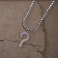 GLD x IDK New York Iced Question Mark Pendant in White Gold