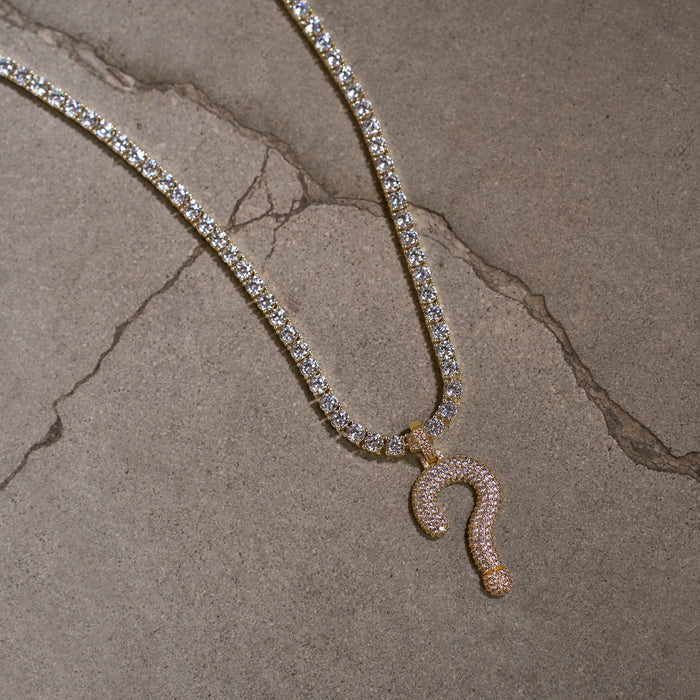 GLD x IDK New York Iced Question Mark Pendant in Yellow Gold