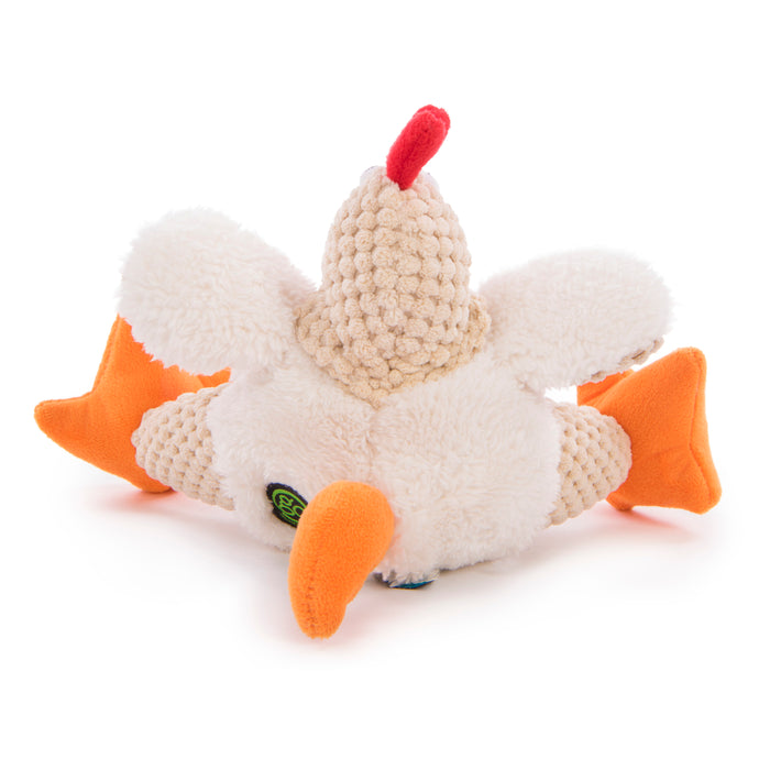 Go Dog Checkers Fat White Rooster with Chew Guard Technology Durable Plush Squeaker Dog Toy White