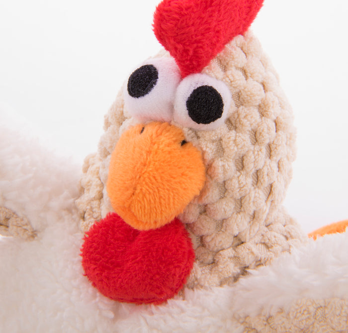 Go Dog Checkers Fat White Rooster with Chew Guard Technology Durable Plush Squeaker Dog Toy White