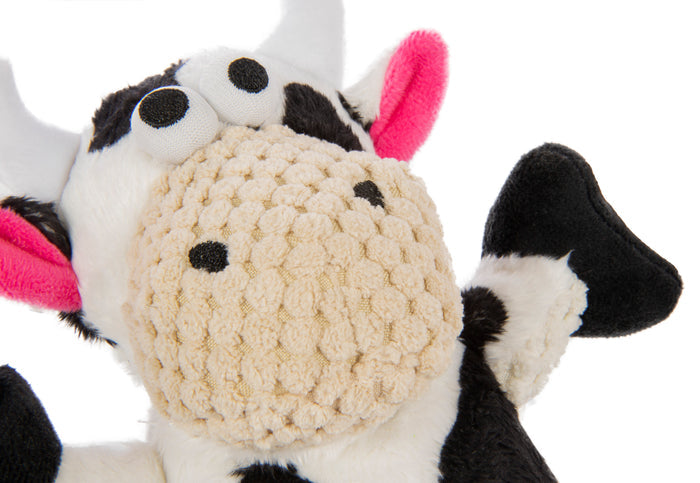 goDog Checkers Skinny Cow Squeaky Plush Dog Toy, Chew Guard Technology, Small