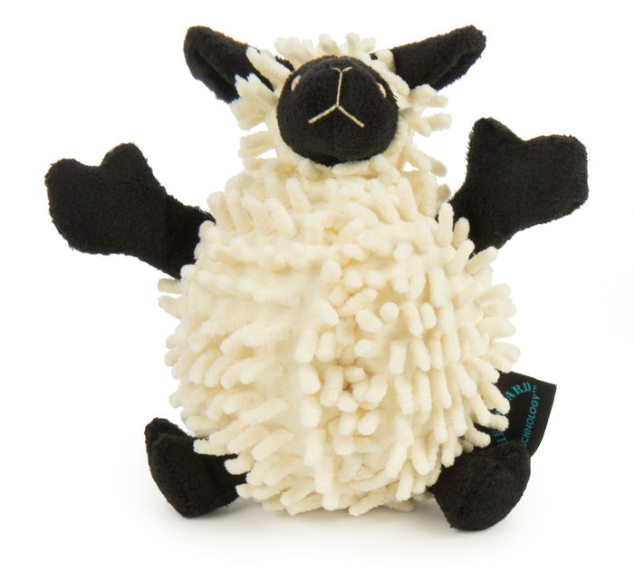 goDog Fuzzy Wuzzy Lamb Squeaky Plush Dog Toy, Chew Guard Technology, Small