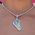 Golden State Warriors Official NBA Sneaker Pendant in White Gold