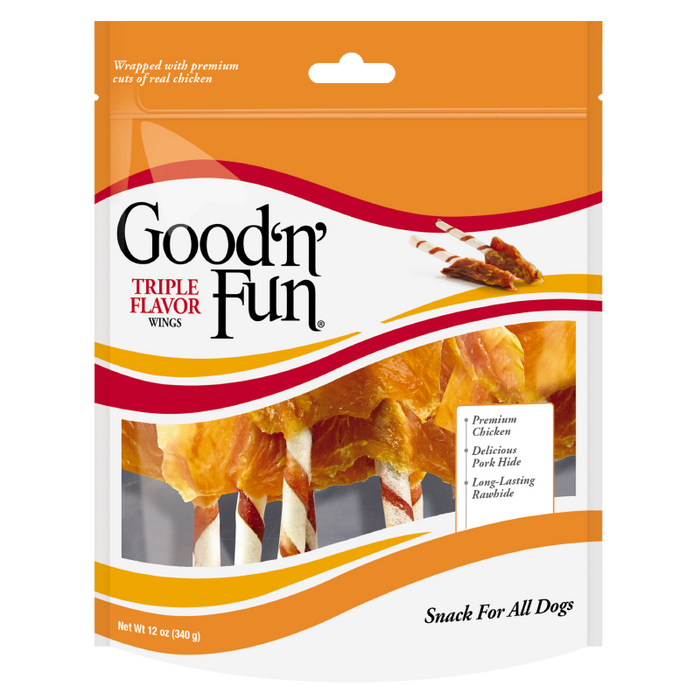 Good N Fun Triple Flavor Wings Dog Treat 12oz
