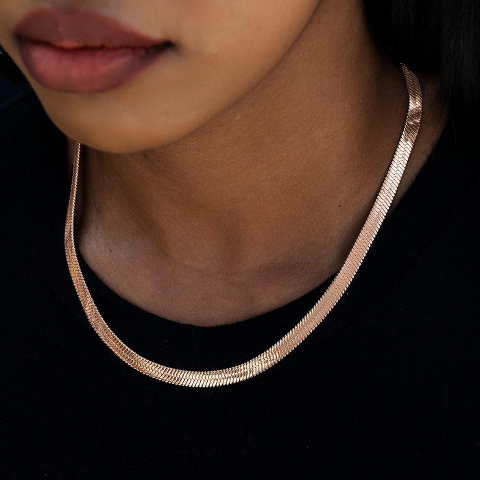 Herringbone Necklace in Rose Gold- 8mm