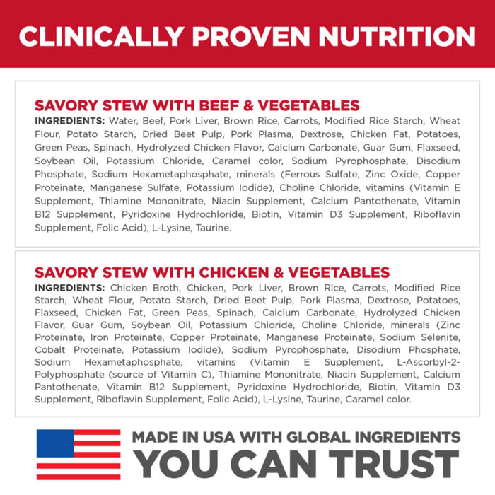 Hill's Science Diet Adult Small Paws Savory Stew Chicken or Beef with Vegetables Variety Pack Canned Dog Food